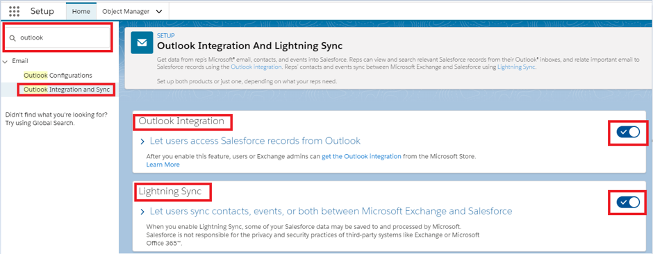 Outlook connection with Salesforce through custom Objects