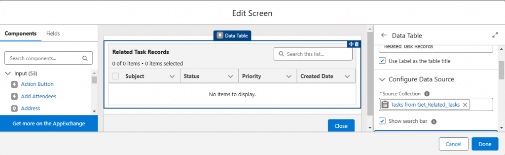 Salesforce Data tables