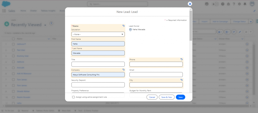 Sales Rep Dashboard